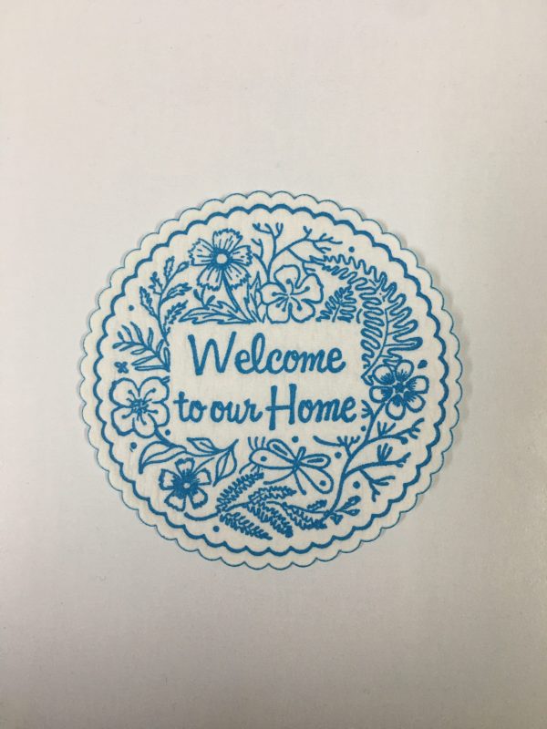 Welcome to our Home coaster in Light Blue