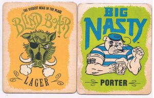 blind board lager coaster, big nasty porter coaster